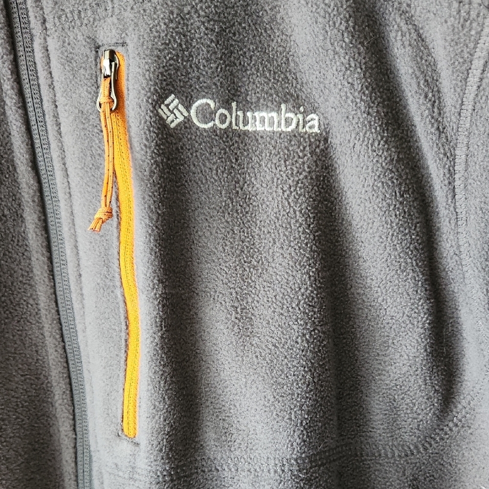 COLUMBIA Charcoal Grey Fleece Jacket Rustic Orange Details Men Sz M Gorpcore - Picture 3 of 16